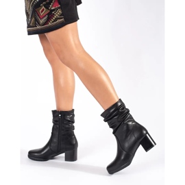 Sergio Leonen mustat nahkaiset naisten ryppyiset nilkkurit 1