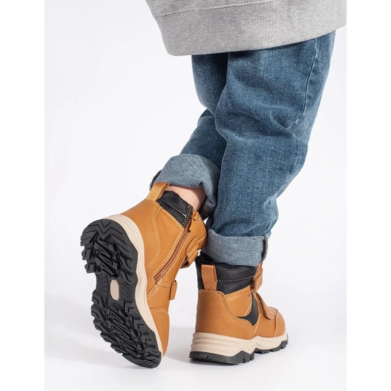 Eristetyt poikien nilkkurit tarranauhalla ruskea 1