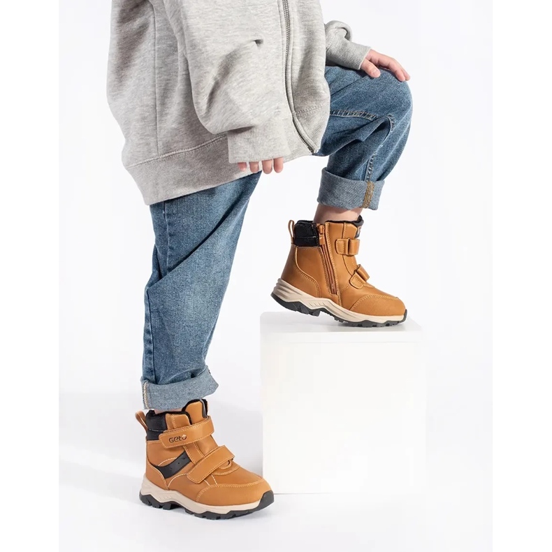 Eristetyt poikien nilkkurit tarranauhalla ruskea 1