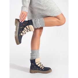 Goodin Tummansiniset, eristetyt, nauhakengät lampaannahasta sininen 1