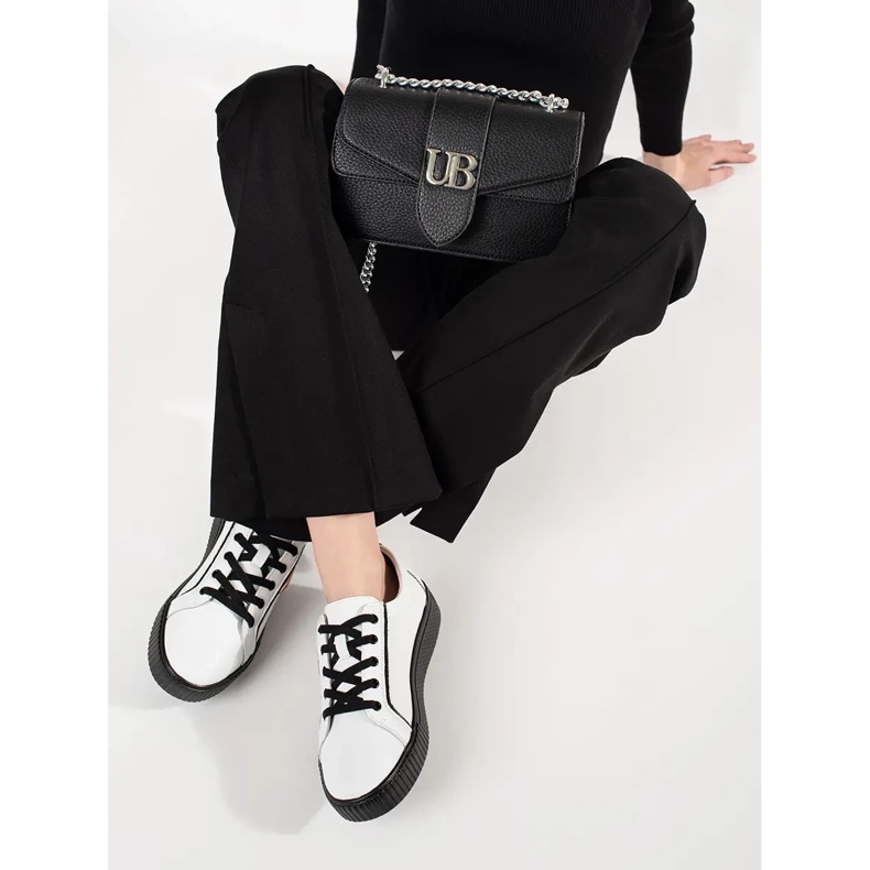 Goodin Nahkavalkoiset ja mustat lenkkarit paksulla pohjalla valkoinen 2