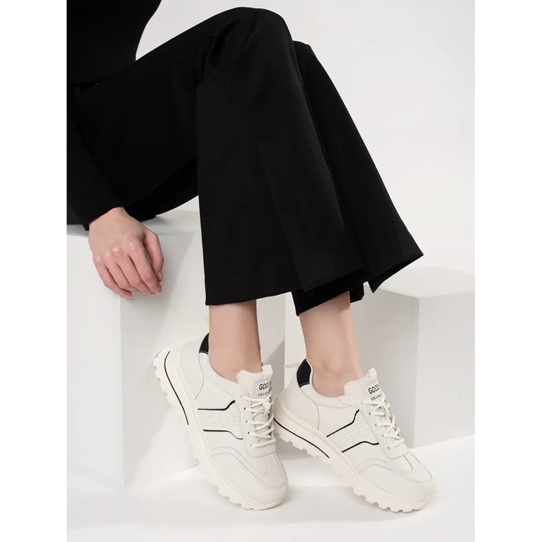 Goodin Nahkaurheilukengät paksulla pohjalla valkoinen 2