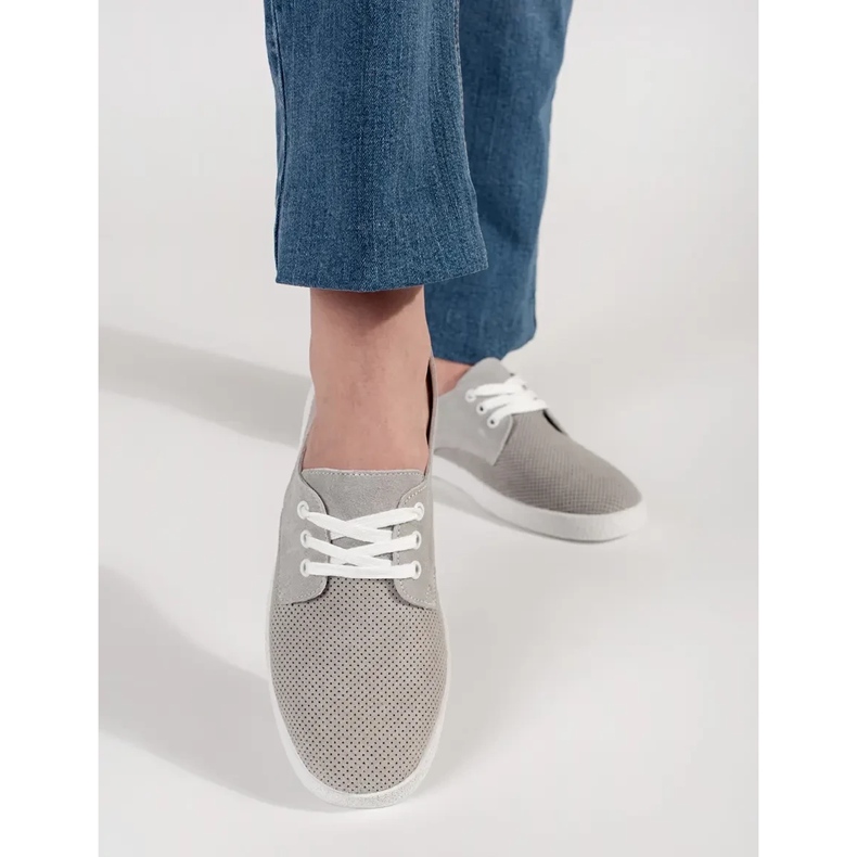 Goodin Harmaa avoimia lenkkarit, jotka on valmistettu luonnollisesta nahasta 1