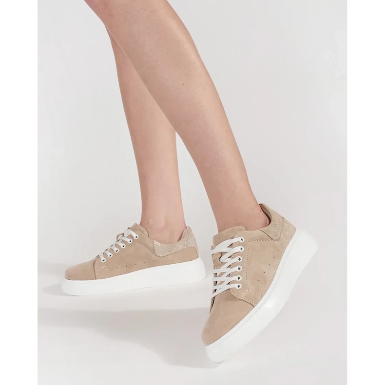 Goodin Beige nahka lenkkarit paksulla pohjalla 2