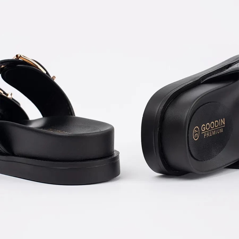 Goodin Musta litteä flip flops solkilla 1