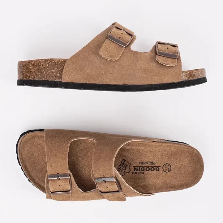 Goodin Ruskea nahkainen flip flops 1