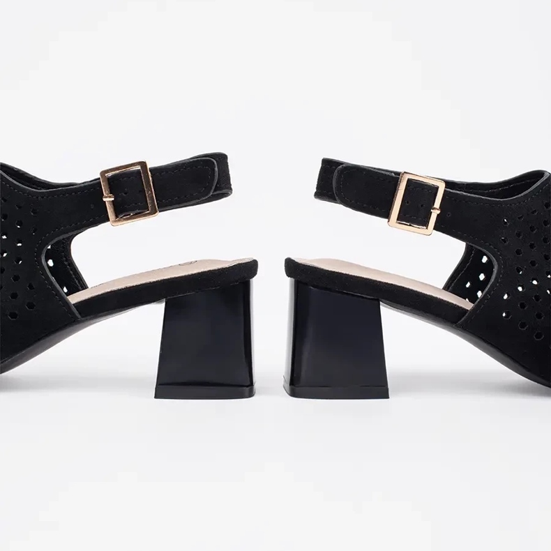 Goodin Musta Openwork Suede High Heels -sandaalit 1