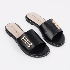 Goodin Mustat naisten tossut tasaisella pohjalla koristeella 1