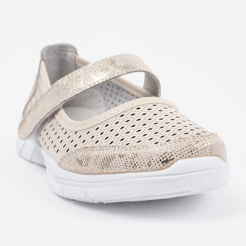 Goodin Beige Openwork Leather Sports Ballerinas 1