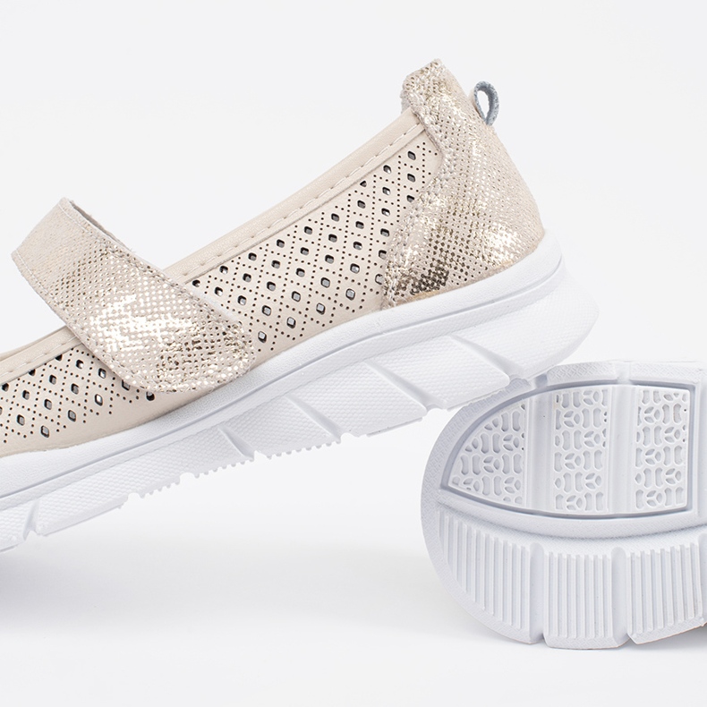 Goodin Beige Openwork Leather Sports Ballerinas 2