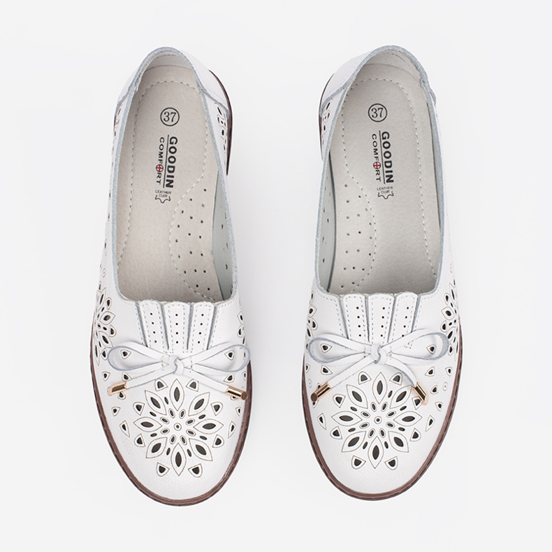 Goodin Valkoinen lävistys nahkakengät keulalla 1