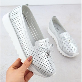 S. BARSKI Naisten nahkakengät Openwork Silver S.Barski LR51-631 hopea 1