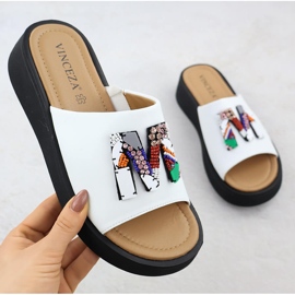 Naisten valkoiset tossut Vinceza 66623 valkoinen 1