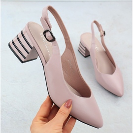 Naisten pumput koristeellisella kantapäällä vaaleanpunainen Vinceza 62217 1