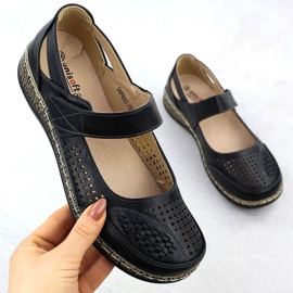 Naisten kengät tarranauhaa varten Black Unisoft 7026 musta 1