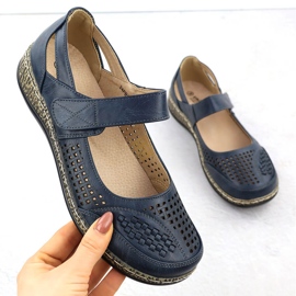 Naisten kengät tarranavaraisella laivaston sinisellä unisoft 7026 sininen 1