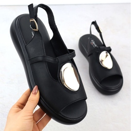 S.Barski Naisten nahkaiset sandaalit Platara Czarne S. Barski GR51-603 musta 1