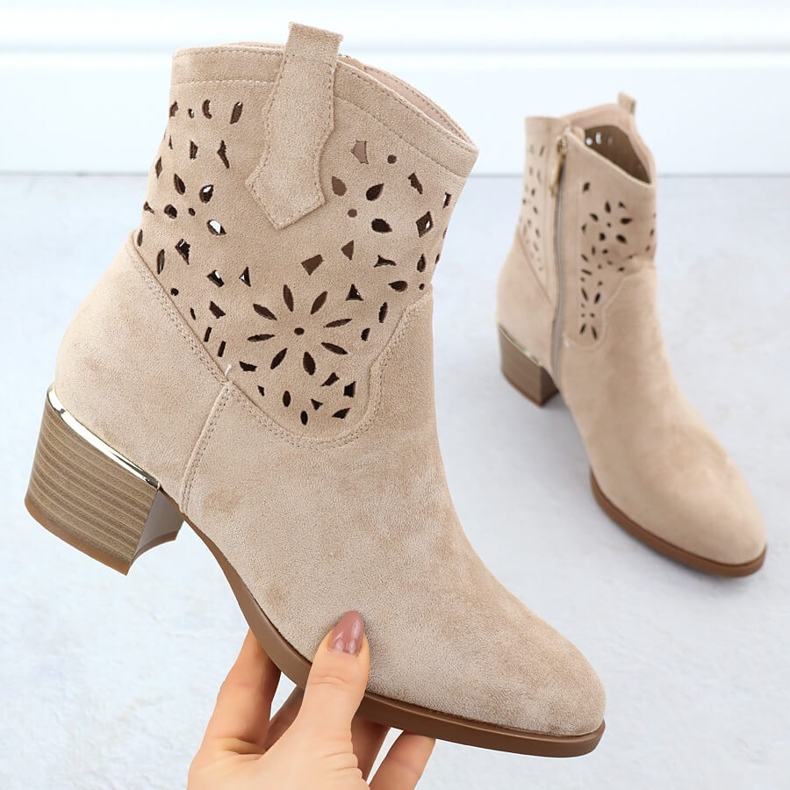 Naisten avoimat saappaat beige beige Vinceza 58452 1