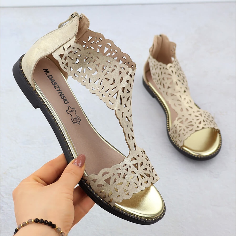 Naisten sandaalit Openwork Platinum Złote M. Daszyński MR24148-2 kultainen 1