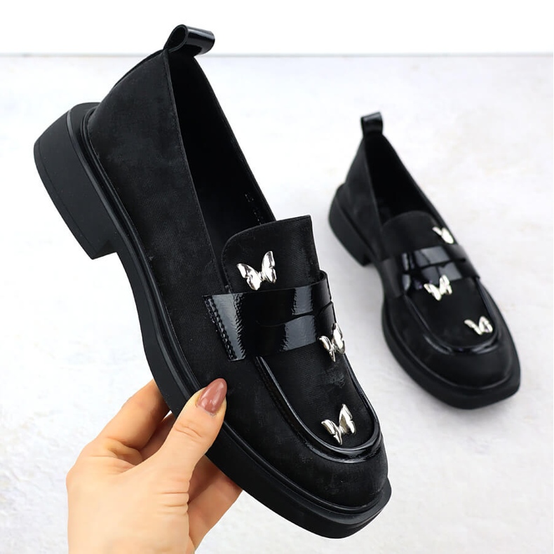 Naisten kengät Lordit, joilla on perhosia musta Potocki SZ12650 1