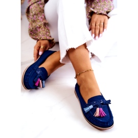 Evento Naisten mokkanahkahousut hapsuilla laivastonsininen Laressa 1