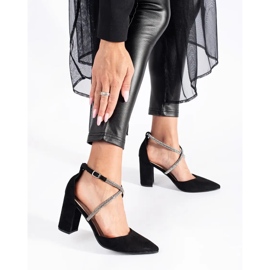 Mokkamustat pumput paljeteilla 2