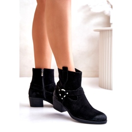 Zazoo -nahkaeristetty naisten korkokengät 60477 musta 2