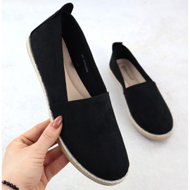 Naisten espadrilles liukastui mokkanahkaiseen mustaan ​​potocki PY16332 1