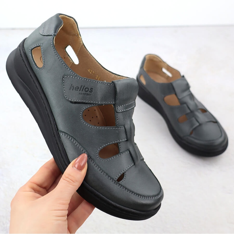 Naisten nahkakengät Helios 437 -grafiittisesta tarrana harmaa 1