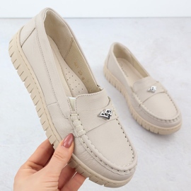 Naisten nahkaiset leipät Ekri Helios 441 beige 1