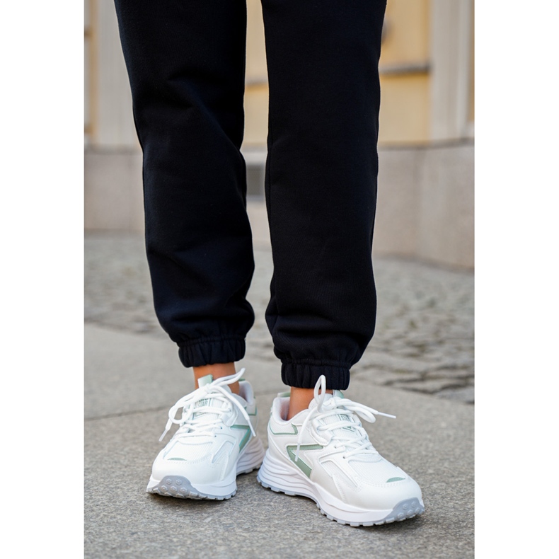 Naisten urheilukengät Big Star NN274A095 Hi-Poly System -systeema Valko-vihreä järjestelmä valkoinen 2