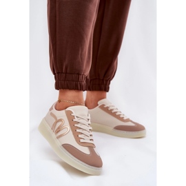 Matala naisten urheilukengät, joissa on ekologinen nahkainen beige 2