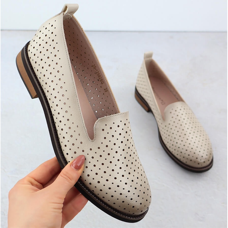 Naisten Openwork Shoes Lords Beige Potocki SZ12592 1