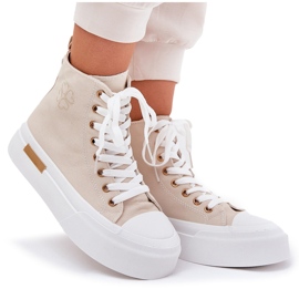 Korkeat naisten lenkkarit beige -laiturilla 8