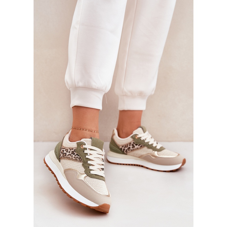 Naisten urheilukengät leopardipainalla laiturilla vihreä 2