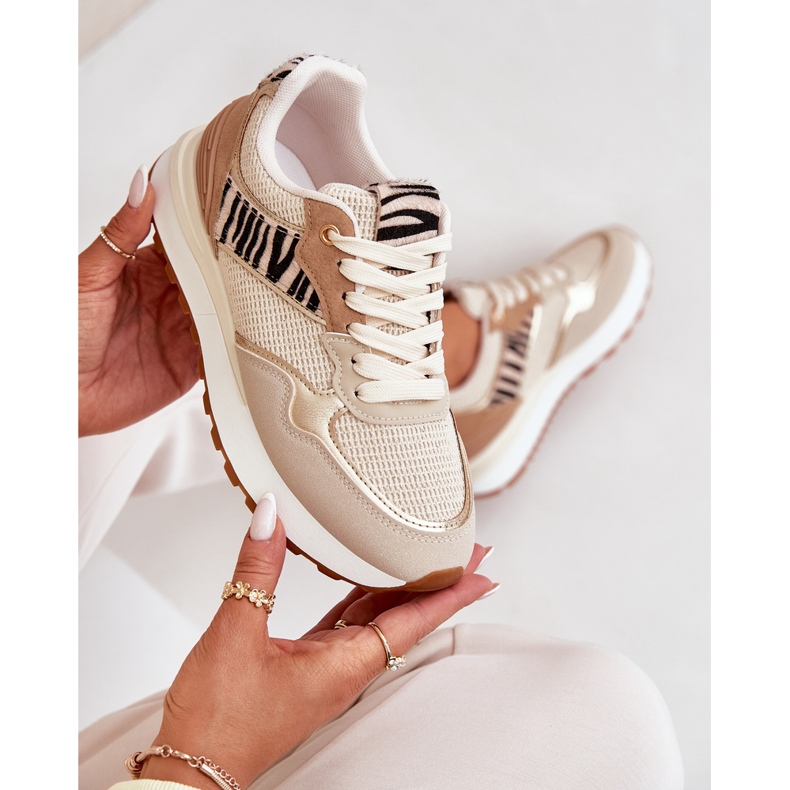 Naisten urheilukengät laiturilla Zebra Beige 2