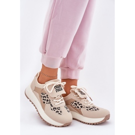 Naisten lenkkarit urheilukengät laiturilla leopard beige 3