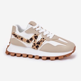 Lenkkarit urheilukengät naisten beige leopardipainatus 4