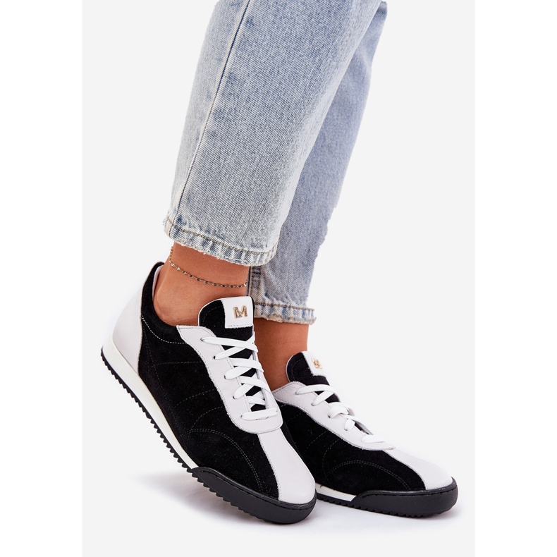 Laura Messi 2935 Naisten nahkaiset urheilukengät musta 1