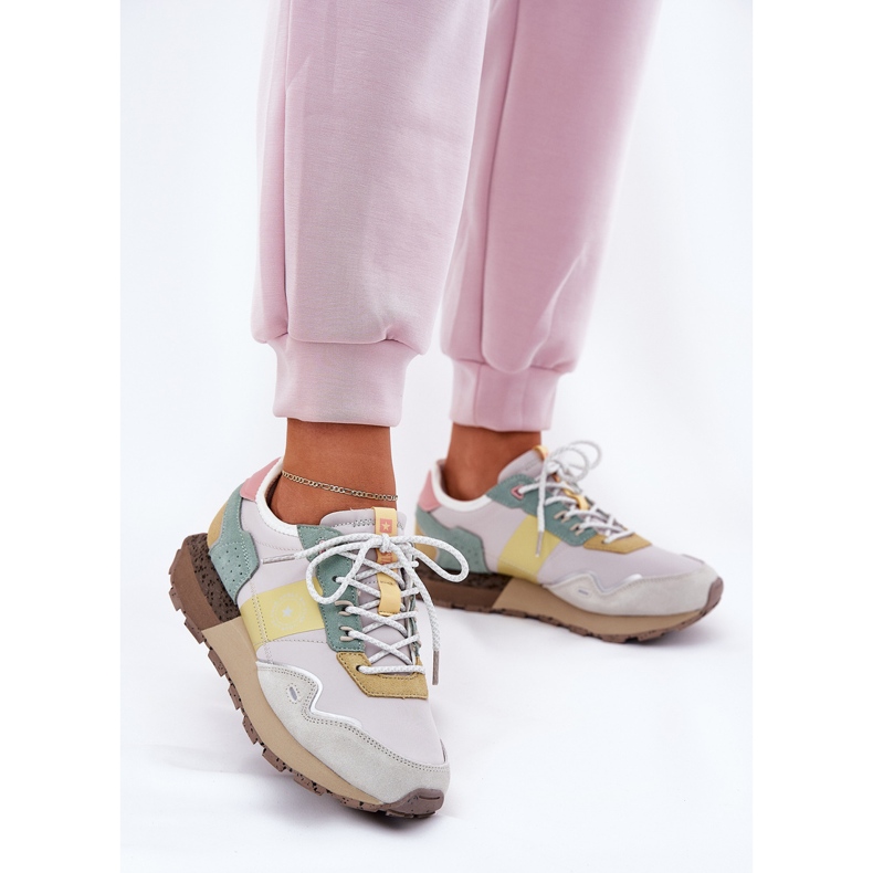 Naisten mokkanan lenkkarit Big Star RR274244 Hi-Polish Grey -keltainen järjestelmä harmaa 2