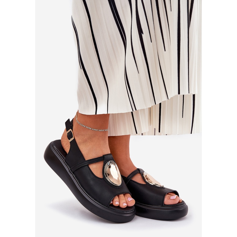 Nahka tyylikäs naisten sandaalit S.Barski Gr51-603 Musta 1