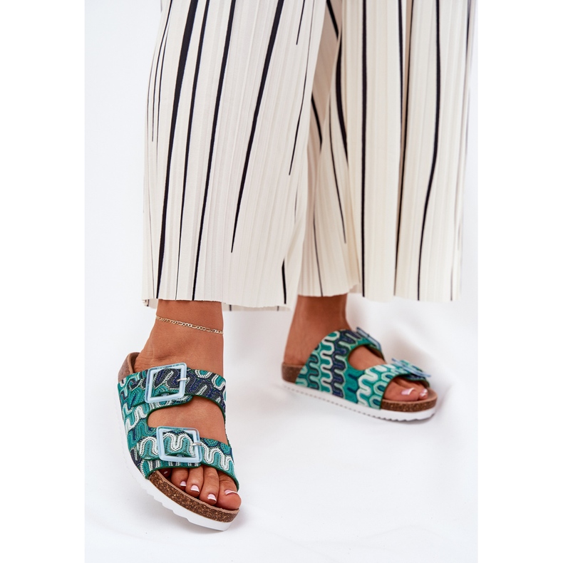 Naisten flip flops solki ja glitter S.Barski RB51-006 Green vihreä 2