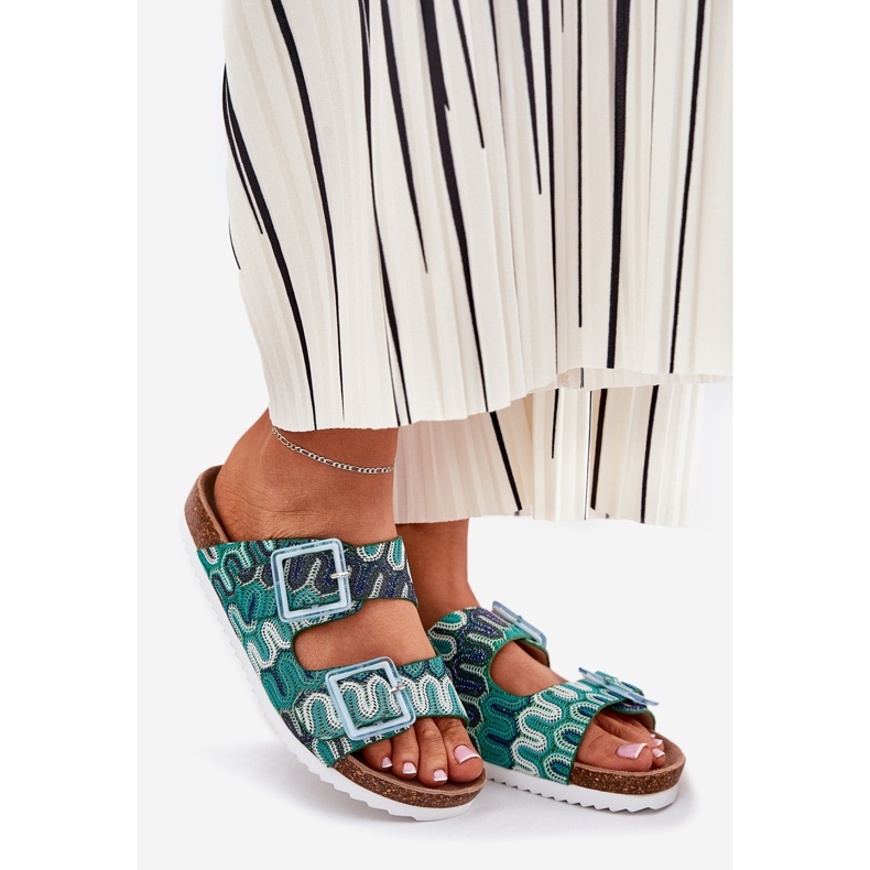 Naisten flip flops solki ja glitter S.Barski RB51-006 Green vihreä 1