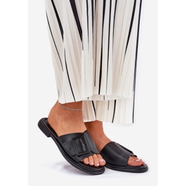 S.Barski Naisten nahkainen flops D &amp; A SJ2302-01 Musta solki 1