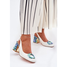 S.Barski Naisten nahkaiset sandaalit D &amp; A CR51-002 valkoisella postilla valkoinen 2