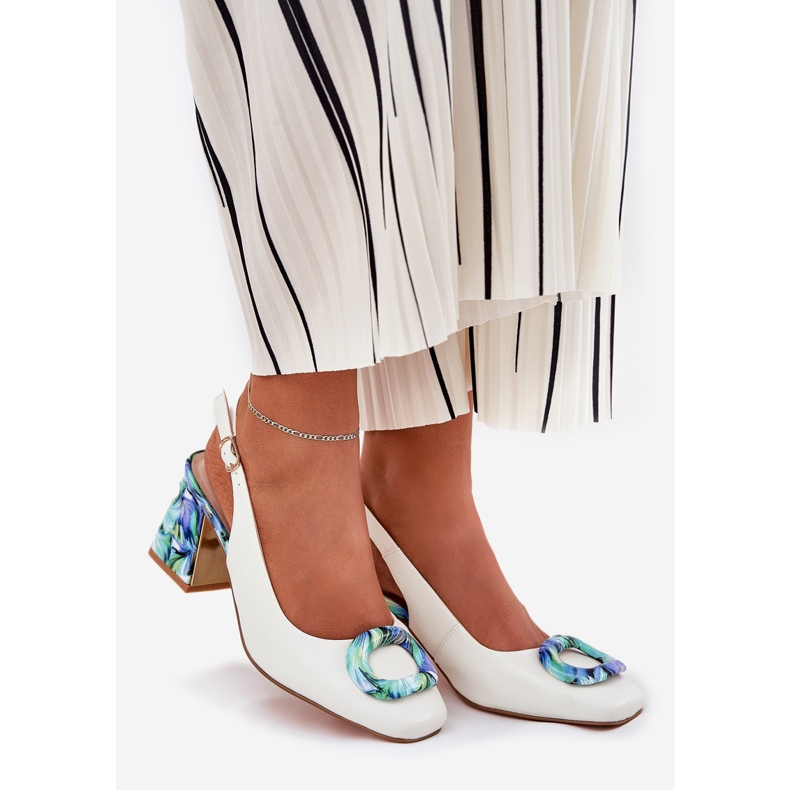 S.Barski Naisten nahkaiset sandaalit D &amp; A CR51-002 valkoisella postilla valkoinen 1