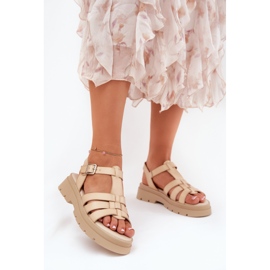 Eco Leather Naisten sandaalit lavalla beige 2