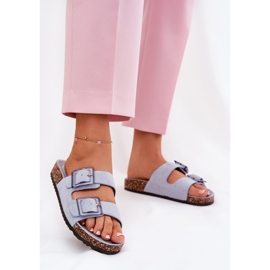 Naisten flip flops kiinnittimellä korkkipohjainen sininen 2