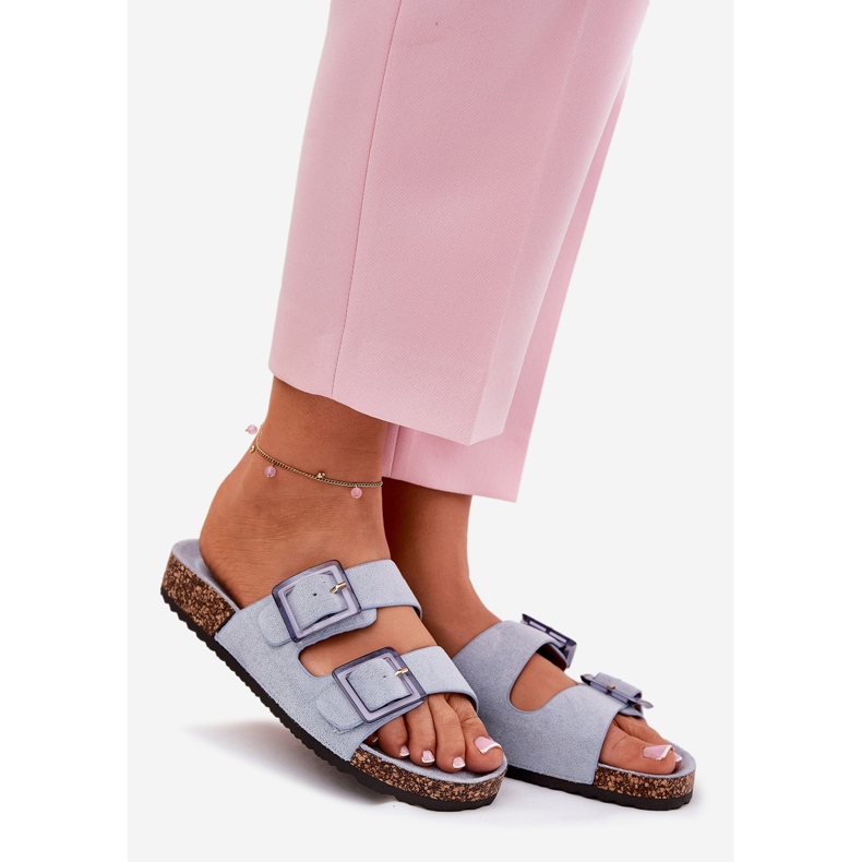 Naisten flip flops kiinnittimellä korkkipohjainen sininen 1