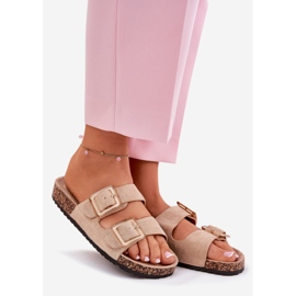 Naisten flip flops kiinnittimellä korkkipohjainen beige 1